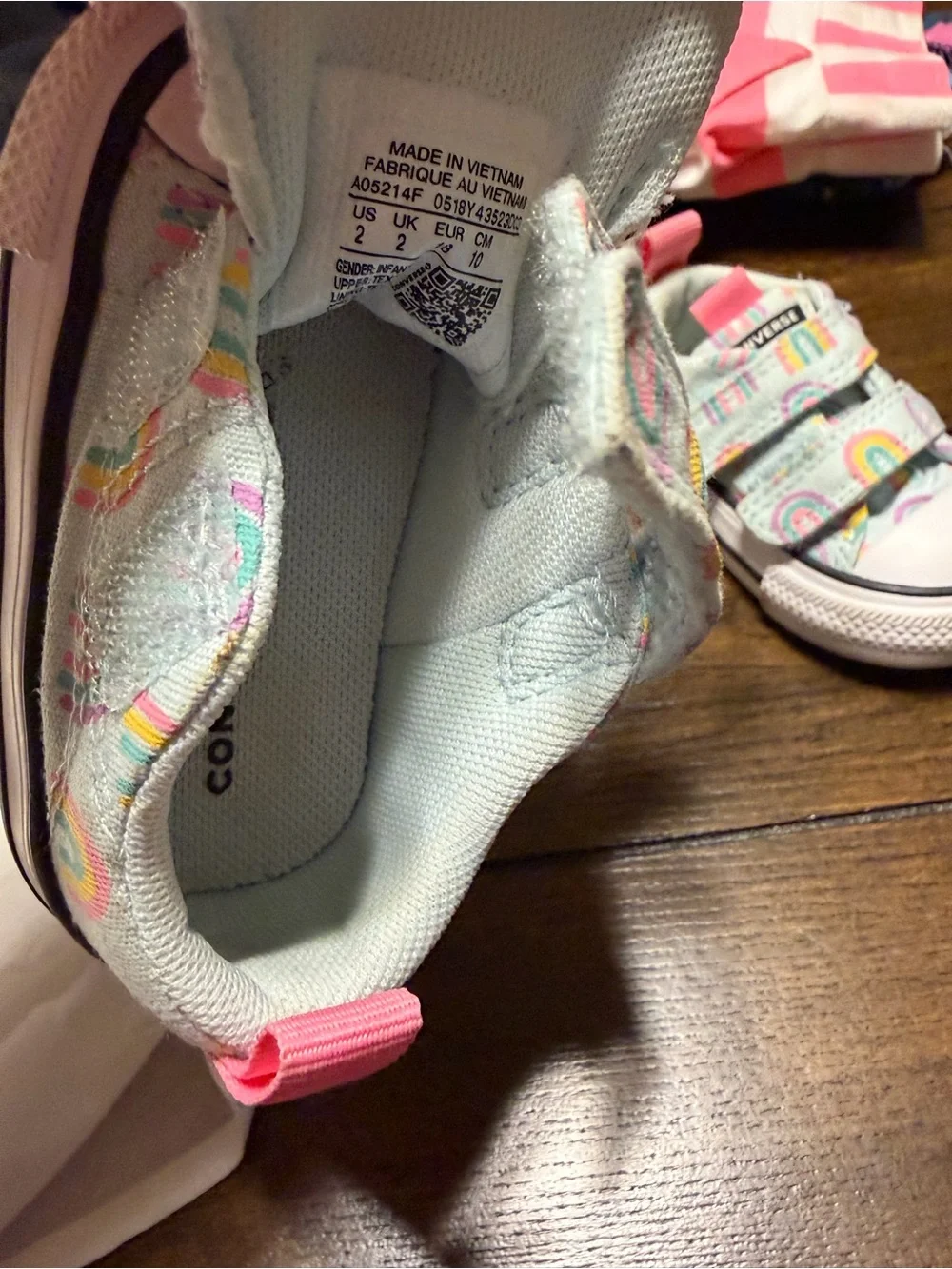 Converse Kids Mint Rainbow Velcro Sneakers sz2